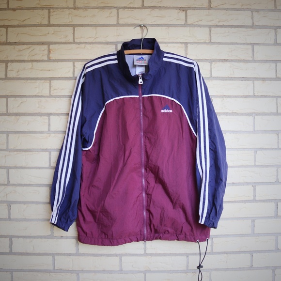 adidas | Jackets & Coats | Vtg Adidas Trefoil Windbreaker Nylon Back ...